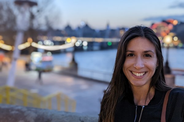 Audrey with Lights blurred out behind her